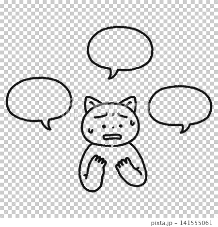 言葉が出にくいネコ　線画 141555061