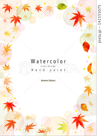 水彩 秋の紅葉の鮮やかなフレーム 141555075