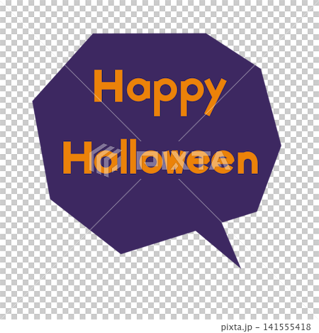 ハロウィンのイベントチラシやカードの飾りに使える塗り潰し吹き出しの英字ロゴ ハロウィンのイベントチラシやカードの飾りに使える塗り潰し吹き出しの英字ロゴ 141555418