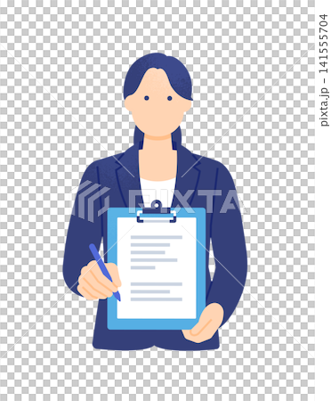 査定結果や契約内容を説明する不動産営業の女性 上半身のイラスト素材 査定結果や契約内容を説明する不動産営業の女性 上半身のイラスト素材 141555704