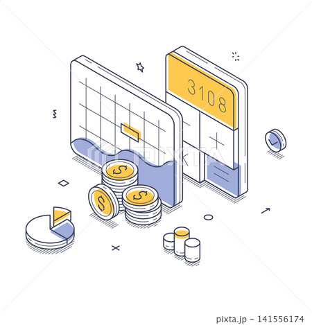 Cost per acquisition CPA financial analyzing model concept isometric line vector illustration 141556174