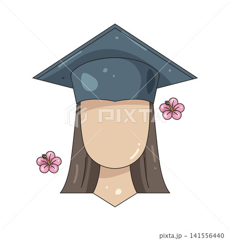 Illustration of female graduate with flowers Illustration of female graduate with flowers 141556440