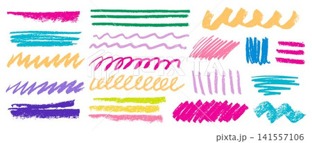 Hand drawn crayon lines, pencil doodles, underline Hand drawn crayon lines, pencil doodles, underline 141557106