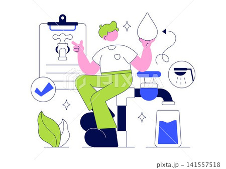 Water Stewardship Illustration Featuring Sustainable Resource Management, Conservation Practices Environmental, Ecosystem Care, and Green Living Water Stewardship Illustration Featuring Sustainable Resource Management, Conservation Practices Environmental, Ecosystem Care, and Green Living 141557518