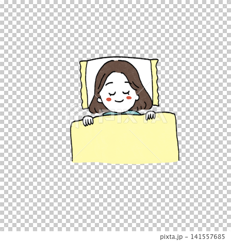 一幅女孩獲得充足睡眠的插圖。 一幅女孩獲得充足睡眠的插圖。 141557685