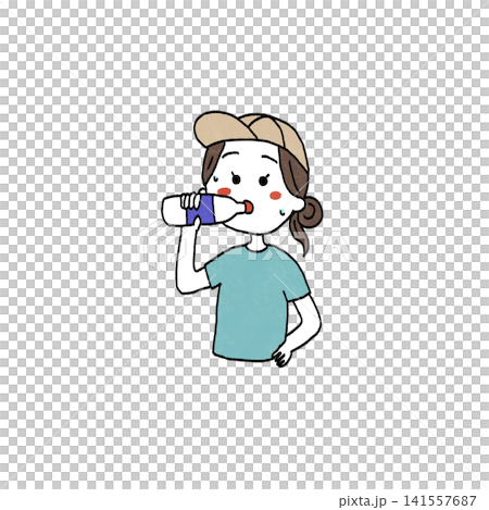 女孩喝水的插圖 女孩喝水的插圖 141557687