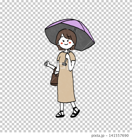 拿著遮陽傘的婦女的例證 拿著遮陽傘的婦女的例證 141557690