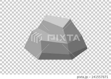 Illustration of a rugged, gray rock. 141557871