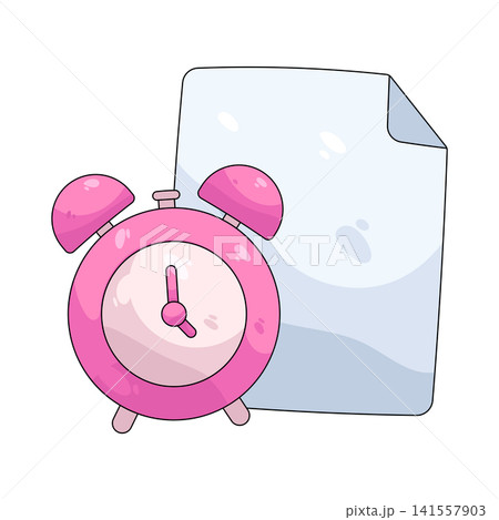 Illustration of document with clock 141557903