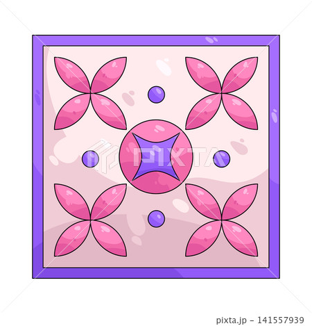 Illustration of pink and purple batik pattern 141557939