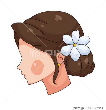 Illustration of woman with flower in hair Illustration of woman with flower in hair 141557941