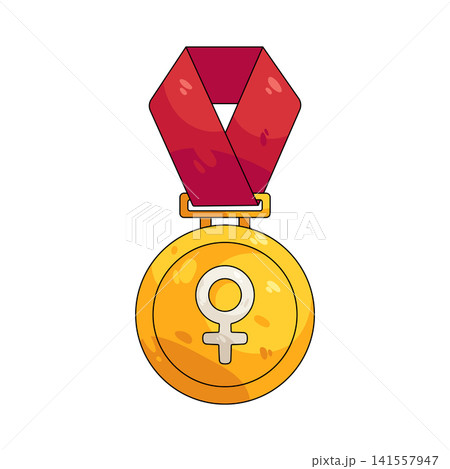 Illustration of gold heroine medal 141557947