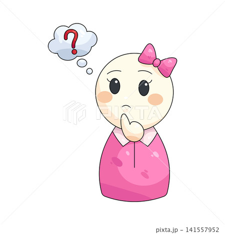 Illustration of woman thinking with question mark Illustration of woman thinking with question mark 141557952