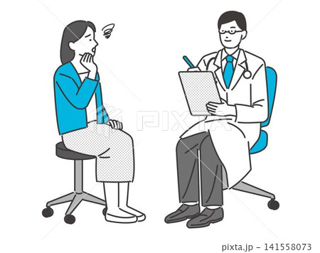 女性を診察をする医者のベクターイラスト素材／医者 141558073