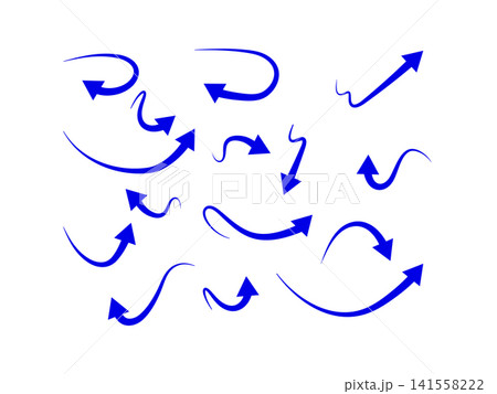 Hand drawn arrow mark icon set 141558222