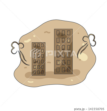 Illustration of two buildings amid air pollution 141558705