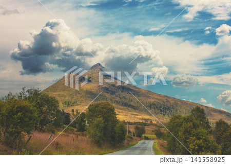 Mountain road. Senja island, Norway, Europe 141558925