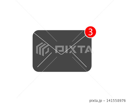 Notification icon representing new email and message alerts ideal for inbox communication systems mobile applications websites and digital correspondence interfaces Notification icon representing new email and message alerts ideal for inbox communication systems mobile applications websites and digital correspondence interfaces 141558976