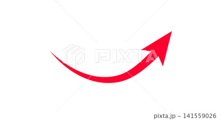 Single long red curve arrow icon. Hand drawn upward curved arrow icon. Red curved arrow icon Single long red curve arrow icon. Hand drawn upward curved arrow icon. Red curved arrow icon 141559026