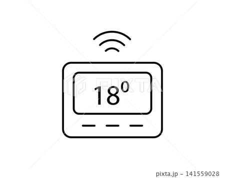 Smart Thermostat Icon with thin line style 141559028