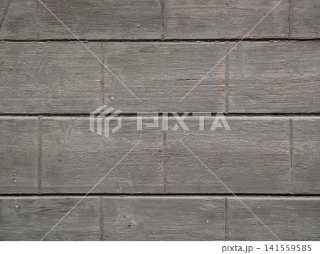 Weathered gray wooden planks wall with horizontal seams 141559585