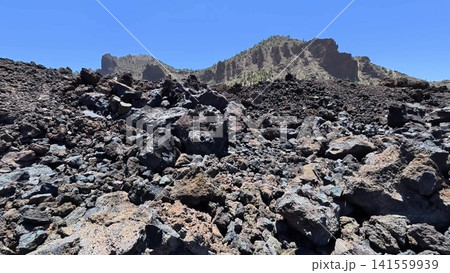 Lava Rock Landscape Featuring Clear Blue Sky in a Stunning Natural Setting of Nature Lava Rock Landscape Featuring Clear Blue Sky in a Stunning Natural Setting of Nature 141559939