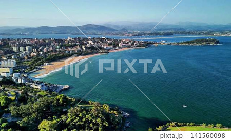 Breathtaking Aerial View of a Stunning Coastal City and Its Beautiful Beachfront Area Breathtaking Aerial View of a Stunning Coastal City and Its Beautiful Beachfront Area 141560098