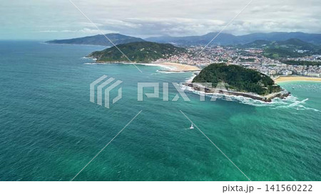 A Stunning Aerial View of a Lush Coastal Landscape with Beautiful, Serene Blue Waters A Stunning Aerial View of a Lush Coastal Landscape with Beautiful, Serene Blue Waters 141560222