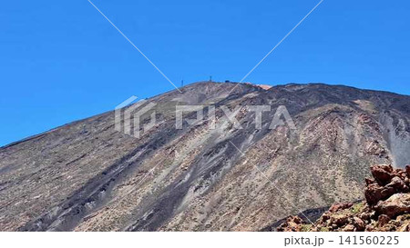 Breathtaking and Stunning View of a Volcanic Landscape Set Against a Clear Blue Sky 141560225