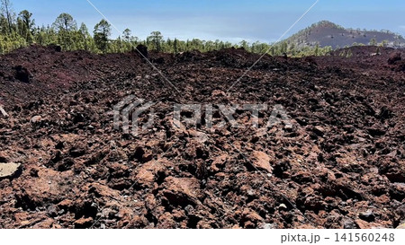 Lava Field with a Beautiful and Scenic View of the Majestic Mountain Landscape Nearby Lava Field with a Beautiful and Scenic View of the Majestic Mountain Landscape Nearby 141560248