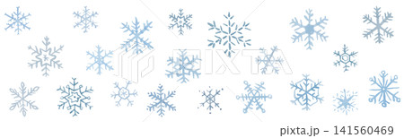 水彩風の雪の結晶のイラスト素材 141560469