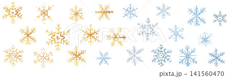 青と金色の雪の結晶の水彩イラスト素材 青と金色の雪の結晶の水彩イラスト素材 141560470