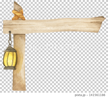 Halloween wooden sign board, spooky wood signpost. Watercolor illustration. 141561186