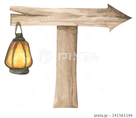 Halloween wooden sign board, spooky wood signpost. Watercolor illustration. Halloween wooden sign board, spooky wood signpost. Watercolor illustration. 141561194