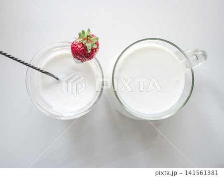 Fresh strawberries and probiotic yogurt 141561381