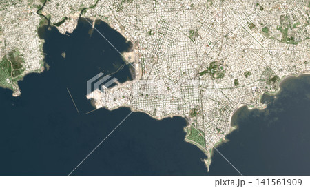 Top-down aerial illustration of Montevideo, Uruguay Top-down aerial illustration of Montevideo, Uruguay 141561909