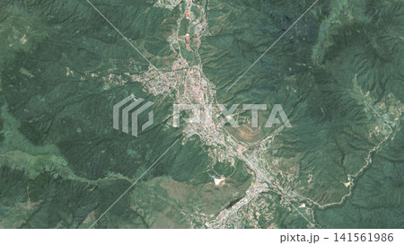 Top-down aerial illustration of Thimphu, Bhutan 141561986