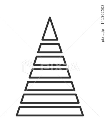 This minimalist outline icon of a segmented pyramid diagram features seven distinct layers. It is ideal for illustrating business growth, level hierarchy, and infographics. This minimalist outline icon of a segmented pyramid diagram features seven distinct layers. It is ideal for illustrating business growth, level hierarchy, and infographics. 141562502