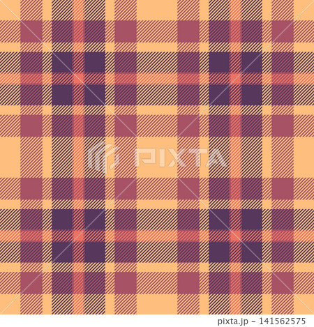 Sewing fabric texture background, rug tartan vector check. Suite pattern plaid seamless textile in red and orange colors. Sewing fabric texture background, rug tartan vector check. Suite pattern plaid seamless textile in red and orange colors. 141562575