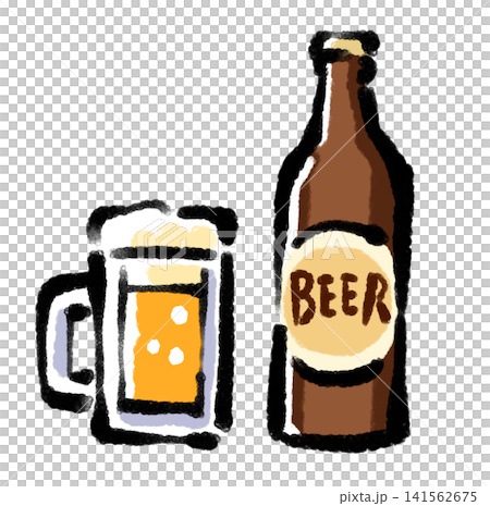 筆絵風／居酒屋／ビール／ビール瓶／酒／イラスト素材／PNG素材 141562675
