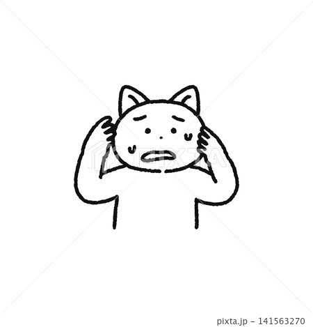 混乱するネコ 線画 混乱するネコ 線画 141563270