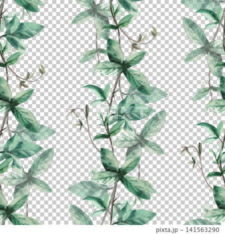 A seamless pattern with vertical vine branches. Ideal for textiles, wallpaper, decor, packaging, printing, fabric printing, and creating a romantic atmosphere. 141563290