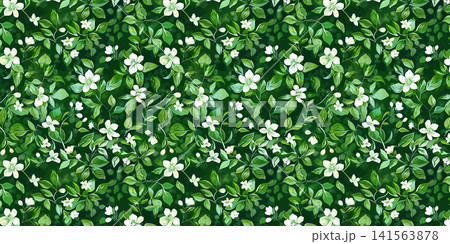 Seamless floral pattern. Beautiful green flowers and leaves pattern for fashion prints Seamless floral pattern. Beautiful green flowers and leaves pattern for fashion prints 141563878