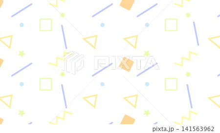幾何学模様や図形が散りばめられたポップな背景パターン素材 幾何学模様や図形が散りばめられたポップな背景パターン素材 141563962
