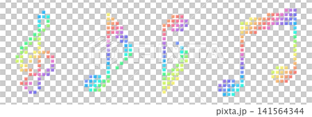 Rainbow-colored musical note icon set Rainbow-colored musical note icon set 141564344