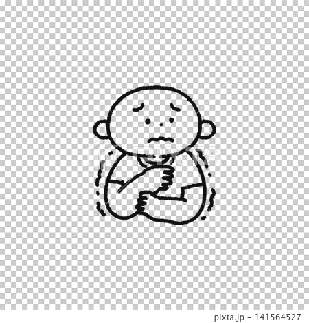 一個感到困惑和焦慮的人（線條畫） 141564527