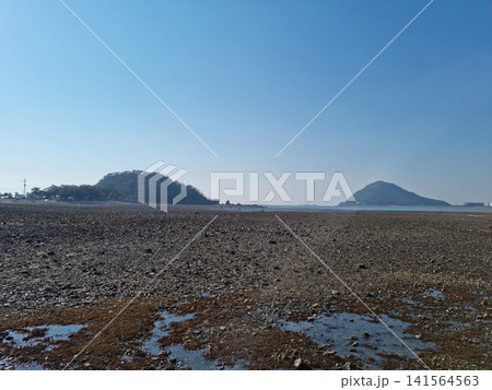 It is a sea with mudflats. 141564563