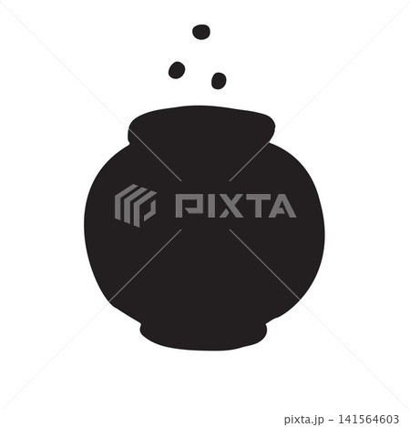 Vector hand drawn sketch witch bowl silhouette 141564603