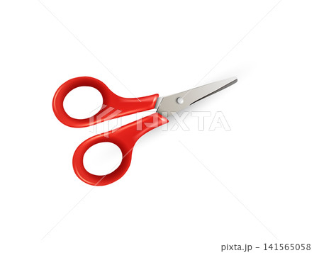 Realistic scissor illustration on white background. 3d rendered scissor Realistic scissor illustration on white background. 3d rendered scissor 141565058