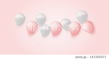 Soft color 3d realistic birthday balloons Soft color 3d realistic birthday balloons 141565071